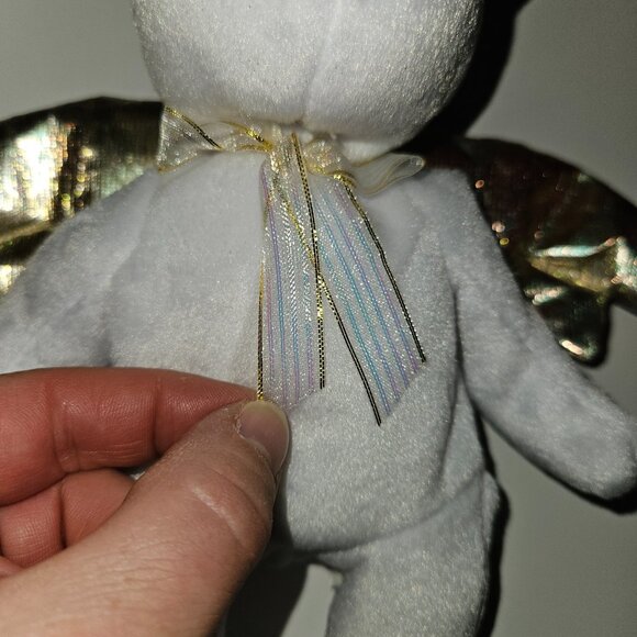 2 Ty Beanie Baby Angel Teddy Bear Lot Halo 1998 Halo II 2000 Pink Gold Ribbons - Picture 4 of 14